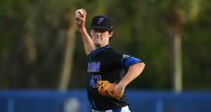University of Florida pitcher Tommy Mace throws a scoreless second inning against Long Beach State- Florida Gators baseball- 1280x853