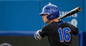 University of Florida right fielder Wil Dalton watches from the on deck circle during the Florida Gators opening night win over Long Beach State- Florida Gators baseball- 1280x853
