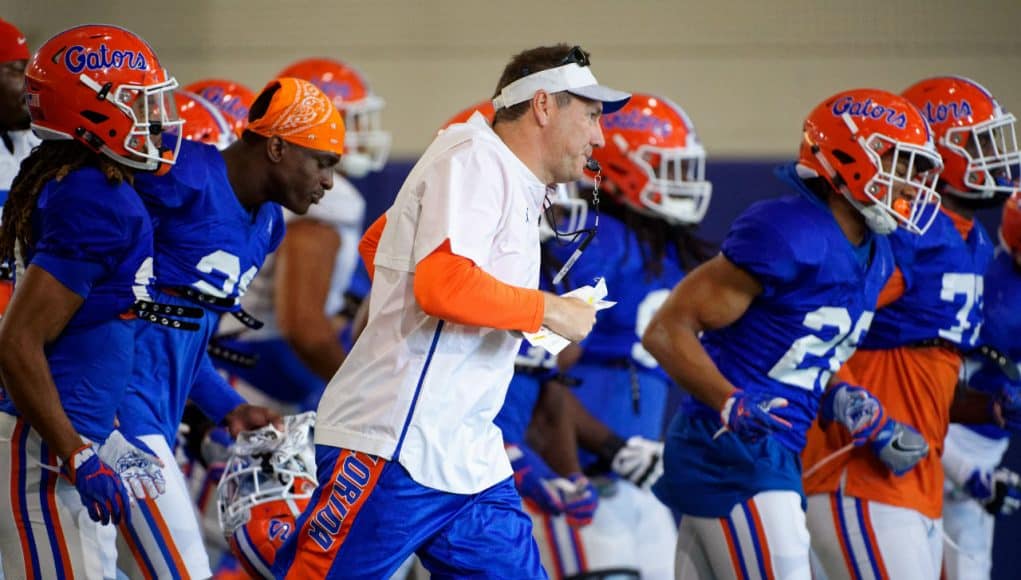 Florida Gators head coach Dan Mullen during spring practice 2019- 1280x854