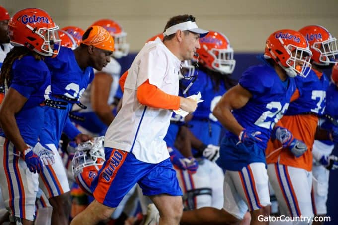 Florida Gators head coach Dan Mullen during spring practice 2019- 1280x854