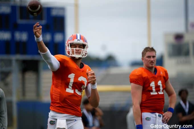 Florida Gators quarterback Feleipe Franks throws during spring practice 2019-1280x853