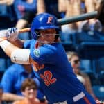 Florida Gators softball catcher Kendyl Lindaman hits in 2019- 1280x853