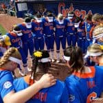 Florida Gators softball huddles before the game- 1280x852