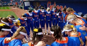 Florida softball run rules Bethune-Cookman Florida Gators softball huddles before the game- 1280x852