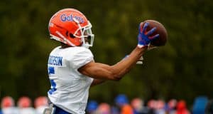 University of Florida defensive back C.J. Henderson going through drills during the Florida Gators first spring practice- Florida Gators football- 1280x853