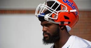 University of Florida defensive lineman Antonneous Clayton waling out to the Florida Gators second spring practice- Florida Gators football- 1280x853