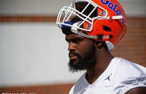 University of Florida defensive lineman Antonneous Clayton waling out to the Florida Gators second spring practice- Florida Gators football- 1280x853