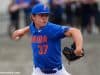University of Florida freshman pitcher Nolan Crisp delivers to the plate in a home win over Miami- Florida Gators baseball- 1280x853