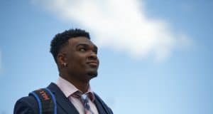 University of Florida linebacker Kylan Johnson walks to the locker room before the Florida Gators game with LSU in 2018- Florida Gators football- 1280x853