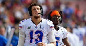 University of Florida quarterback Feleipe Franks on the sideline during the Florida Gators win over Florida State in 2018- Florida Gators football- 1280x853