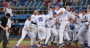 University of Florida first baseman Jordan Butler touches home after a three-run home run to walk off against South Carolina- Florida Gators baseball- 1280x846