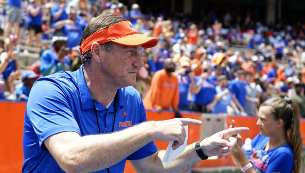 Florida Gators head coach Dan Mullen enters the Swamp for the spring game- 1280x853