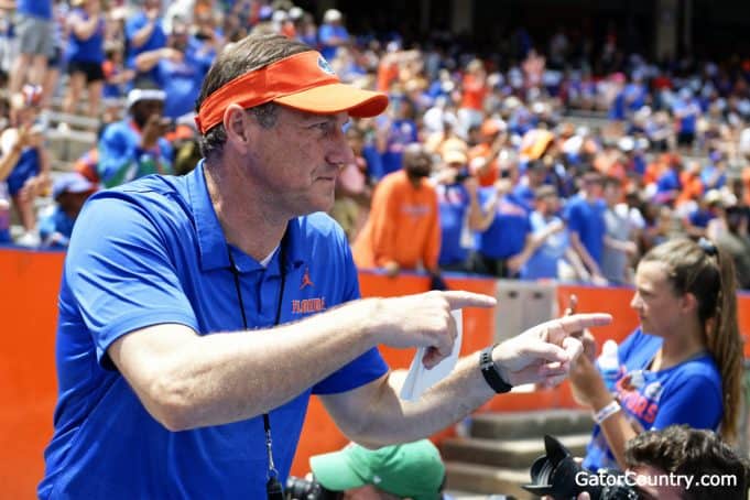 Florida Gators head coach Dan Mullen enters the Swamp for the spring game- 1280x853