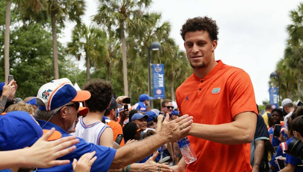 Florida Gators quarterback Feleipe Franks before the Orange and Blue game-1280x853