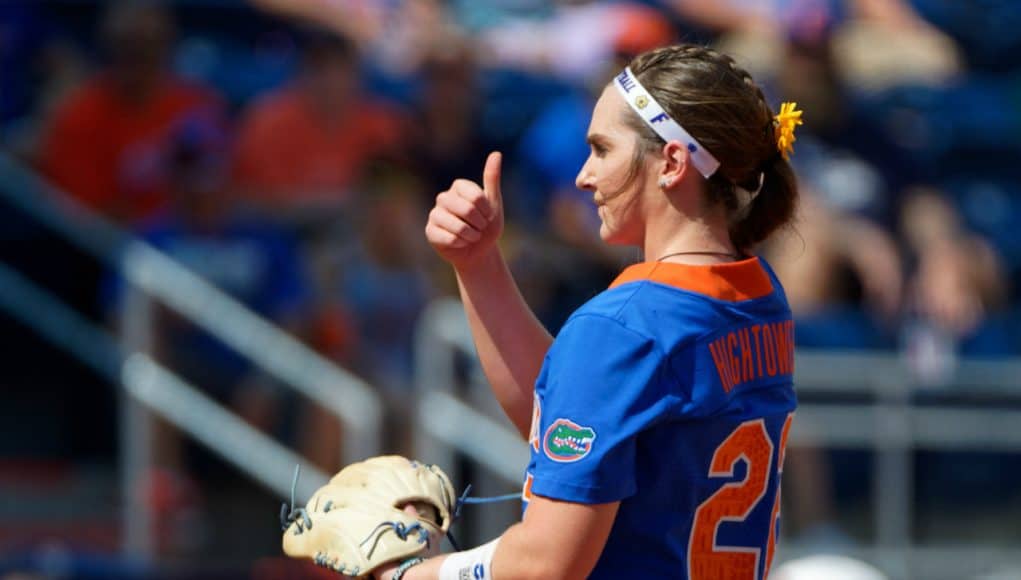 Florida Gators softball pitcher Elizabeth Hightower pitches in 2019- 1280x853