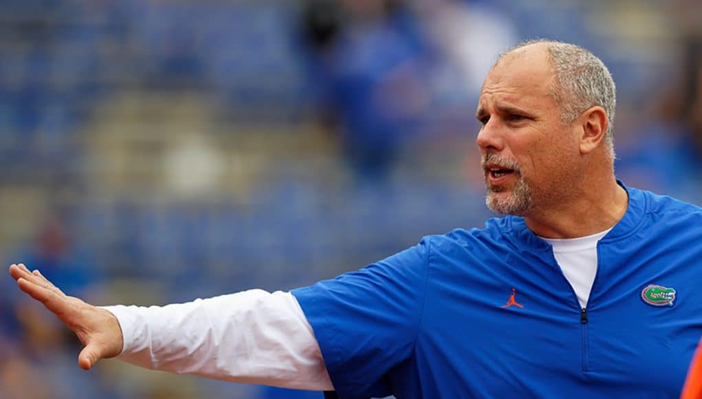 Florida Gators offensive line coach John Hevesy before the 2018 South Carolina game - Florida Gators football -1280x853