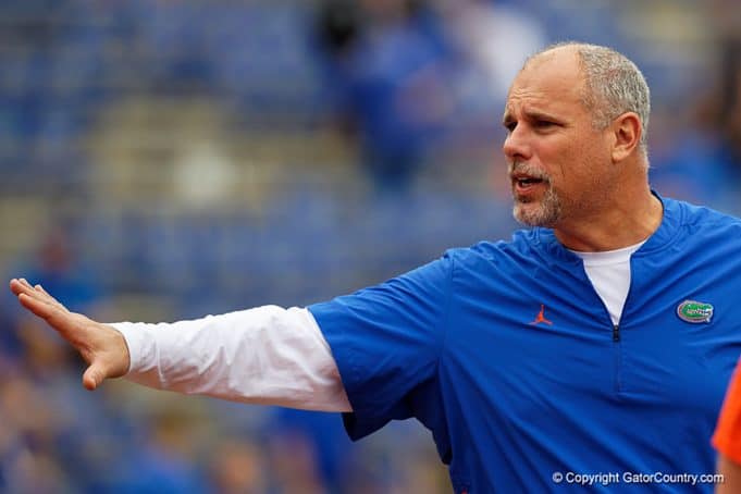 Florida Gators offensive line coach John Hevesy before the 2018 South Carolina game - Florida Gators football -1280x853