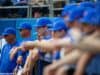 University of Florida coach Kevin O'Sullivan and the Gators watch on from the dugout as the Gators defeat the Miami Hurricanes- Florida Gators baseball- 1280x853