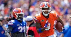 University of Florida receiver Trevon Grimes catches a 65-yard touchdown from Feleipe Franks in the 2019 spring game- Florida Gators football- 1280x852