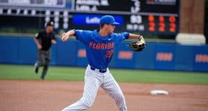 University of Florida third baseman Cory Acton throws to first in a win over the Miami Hurricanes- Florida Gators baseball- 1280x853