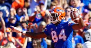 University of Florida receiver Kyle Pitts celebrates a touchdown catch against Idaho - Florida Gators football - 1280x853
