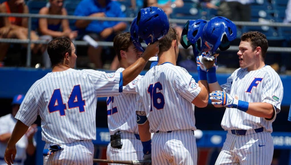 University of Florida catcher Brady Smith celebrates after a home run during the Florida Gators 12-8 win over Kentucky- Florida Gators baseball- 1280x853