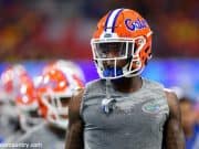 University of Florida defensive back Brian Edwards warms up before the Florida Gators game against Michigan in the Peach Bowl- Florida Gators football- 1280x853