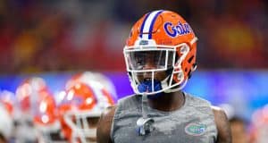 University of Florida defensive back Brian Edwards warms up before the Florida Gators game against Michigan in the Peach Bowl- Florida Gators football- 1280x853