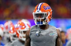 University of Florida defensive back Brian Edwards warms up before the Florida Gators game against Michigan in the Peach Bowl- Florida Gators football- 1280x853