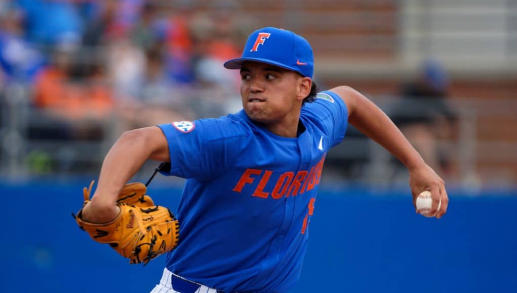 University of Florida pitcher Jordan Butler delivers to the plate in a win over the Miami Hurricanes- Florida Gators baseball- 1280x853