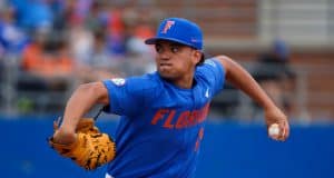 University of Florida pitcher Jordan Butler delivers to the plate in a win over the Miami Hurricanes- Florida Gators baseball- 1280x853