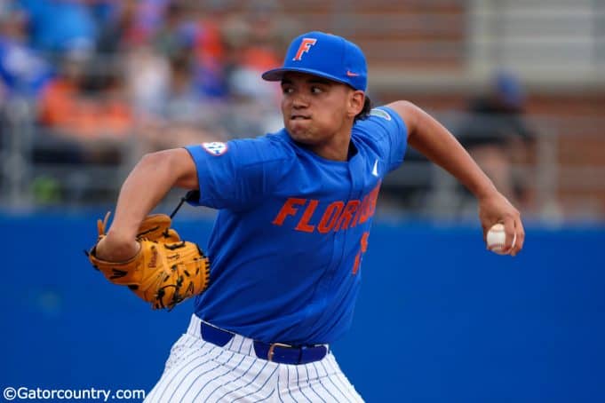 University of Florida pitcher Jordan Butler delivers to the plate in a win over the Miami Hurricanes- Florida Gators baseball- 1280x853