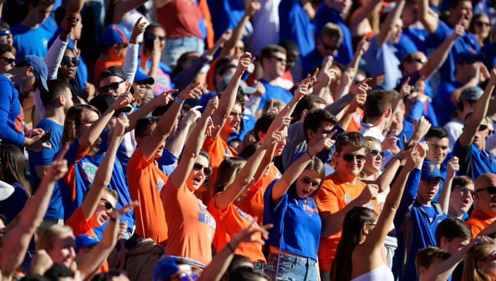 University off Florida students cheer for the Florida Gators during a 38-17 loss to the Missouri Tigers in 2018- Florida Gators football- 1280x853