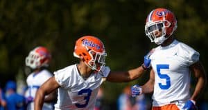 University of Florida defensive backs Marco Wilson and C.J. Henderson going through drills during spring camp- Florida Gators football- 1280x853