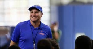 University of Florida head coach Dan Mullen addresses campers before Friday Night Lights begins - Florida Gators football- 1280x853