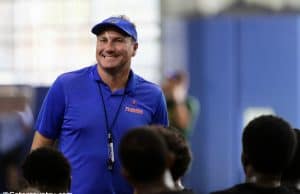 University of Florida head coach Dan Mullen addresses campers before Friday Night Lights begins - Florida Gators football- 1280x853