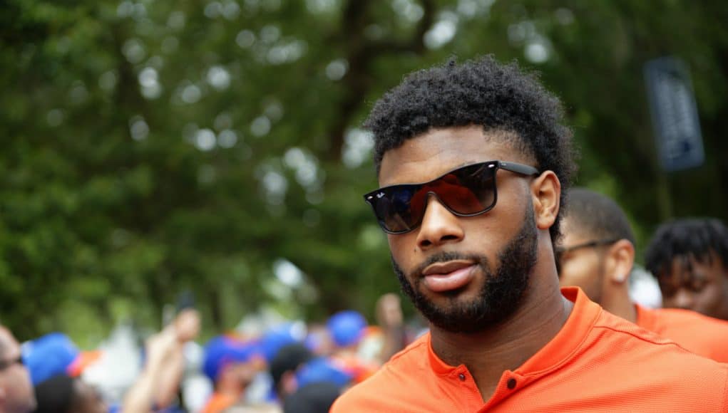 University of Florida running back Lamical Perine during Gator Walk before the Florida Gators 2019 spring game- Florida Gators football- 1280x854