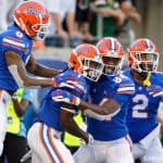 Florida Gators receiver Kadarius Toney celebrates a touchdown against Miami- 1280x853