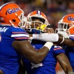 Florida Gators running back Lamical Perine celebrates after scoring against Miami- 1280x852