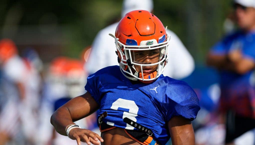 University of Florida cornerback Marco Wilson stretches before the Florida Gators third fall practice in 2018- Florida Gators football- 1280x853