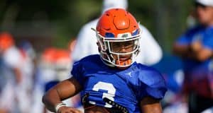 University of Florida cornerback Marco Wilson stretches before the Florida Gators third fall practice in 2018- Florida Gators football- 1280x853