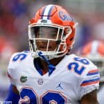 University of Florida defensive back John Huggins warms up at Doak Campbell Stadium before the Florida Gators game against FSU- Florida Gators football- 1280x853