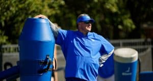 University of Florida defensive coordinator watches as the Florida Gators go through practice in spring camp— Florida Gators football— 1280x854