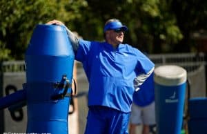 University of Florida defensive coordinator watches as the Florida Gators go through practice in spring camp— Florida Gators football— 1280x854