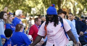 University of Florida defensive tackle Elijah Conliffe greets fans during Gator Walk before the Gators game against Idaho- Florida Gators football- 1280x853
