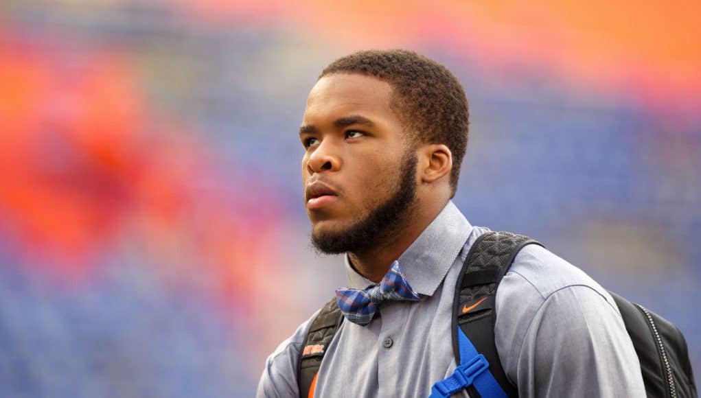 University of Florida linebacker Amari Burney walks into Ben Hill Griffin Stadium before the Florida Gators game against Kentucky- Florida Gators football- 1280x853