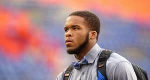 University of Florida linebacker Amari Burney walks into Ben Hill Griffin Stadium before the Florida Gators game against Kentucky- Florida Gators football- 1280x853