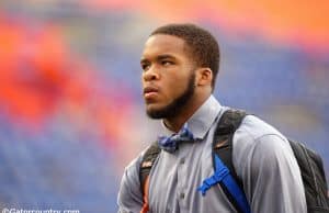 University of Florida linebacker Amari Burney walks into Ben Hill Griffin Stadium before the Florida Gators game against Kentucky- Florida Gators football- 1280x853
