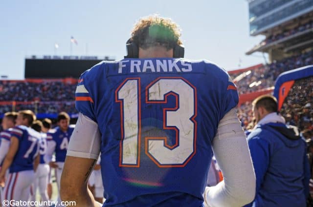 University of Florida quarterback Feleipe Franks talks with Brian Johnson during the Florida Gators win over Idaho- Florida Gators football- 1280x848