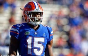 University of Florida receiver Jacob Copeland on the field during the Florida Gators win over Idaho in 2018- Florida Gators football- 1280x853